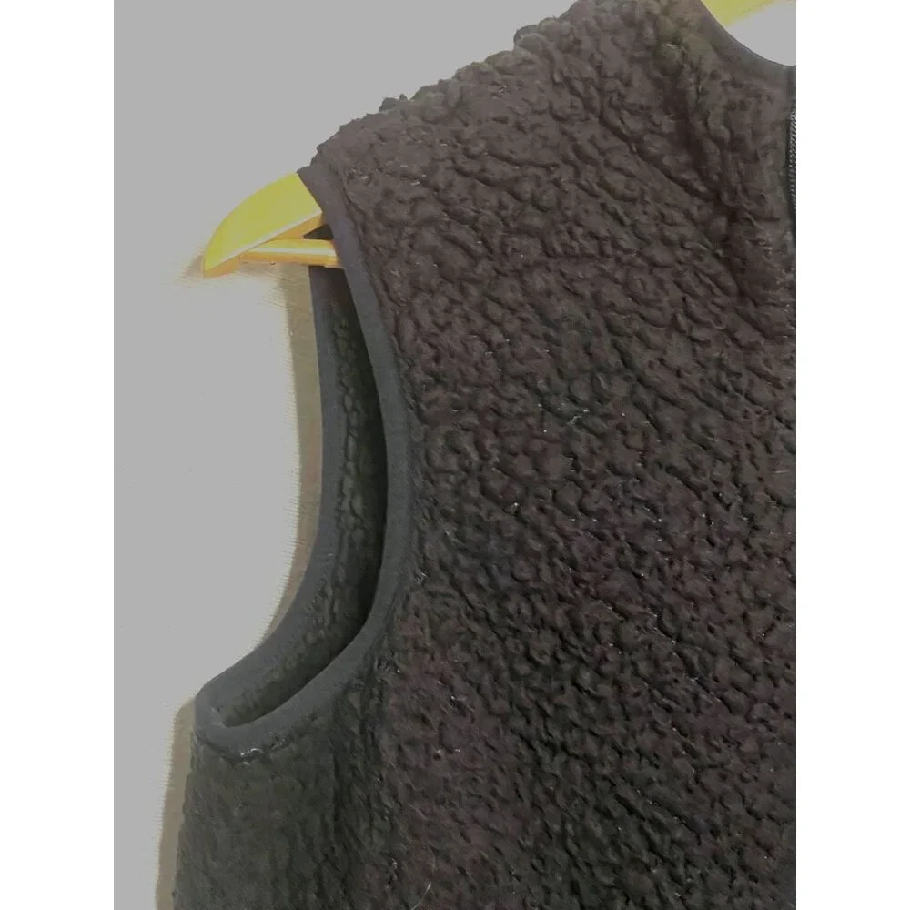 Weatherproof Vintage Sherpa Fleece Vest Full Zipper Pockets Hood Black - Size S